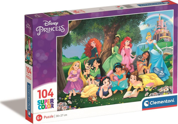 Clementoni 25743 puzzle SuperColor 104 dílků Disney princezny