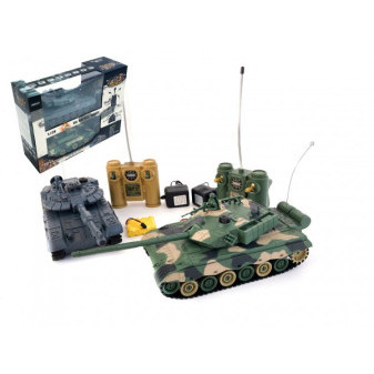 Tank RC 2ks 33cm+dobíjecí pack tanková bitva se zvukem se světlem v krabici 42x32x14cm