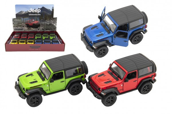 Auto Kinsmart Jeep Wrangler 2018 pevná střecha 12,5cm kov/plast 4 barvy na zpětné natažení