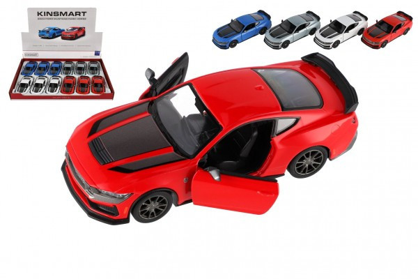 Auto Kinsmart 2024 Ford Mustang Dark Horse 1:38 kov/plast 12,5cm 4 barvy na zpětné natažení