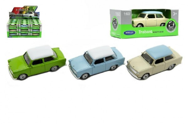 Auto Welly Trabant 1:60 kov 7cm mix barev volný chod v krabičce