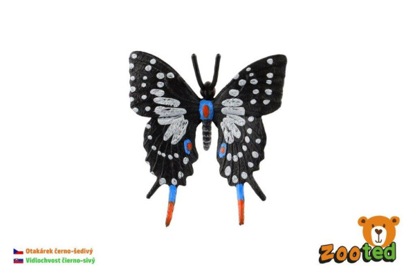 Zooted Motýl  tropický Papilio otakárek černo-šedivý 6cm