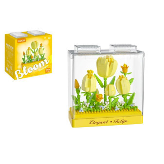 Stavebnice mini KOCO Tulipány plast 295ks v krabičce 11x11x5cm