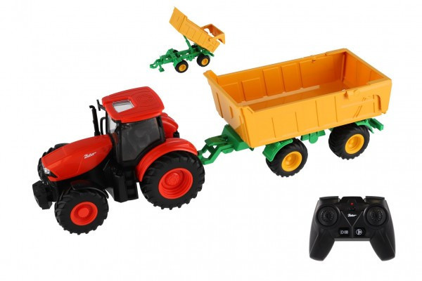 Traktor Zetor RC na dálkové ovládání s valníkem plast 42cm 2,4GHz dobíjecí pack + baterie se zvukem v krabici