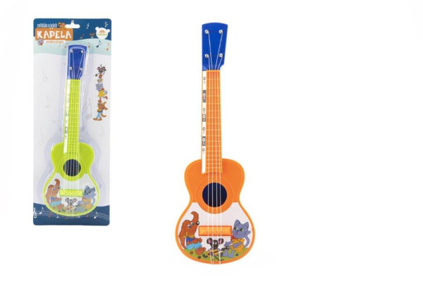 Ukulele kytara plast 40cm s trsátkem Zvířátka a jejich kapela 2 barvy na kartě