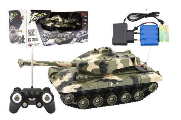 Tank RC plast 27cm 27MHz na dálkové ovládání +dobíjecí pack se zvukem