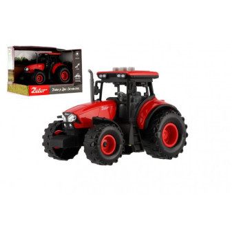 Traktor Zetor plast 9x14cm na setrvačník na bat. se světlem se zvukem v krabici 18x12x10,5cm