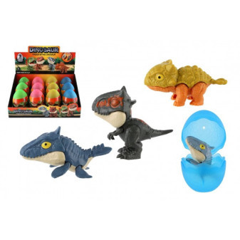 Dinosaurus kousací ve vajíčku plast 10cm 4 barvy