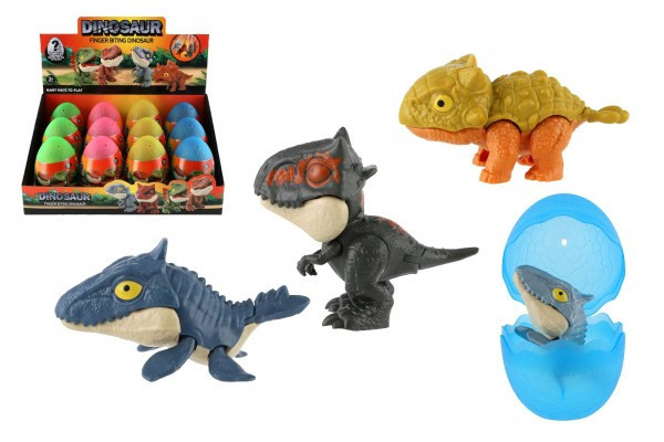 Dinosaurus kousací ve vajíčku plast 10cm 4 barvy