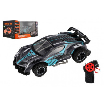 Auto RC sportovní plast 2,4GHz 20cm na dálkové ovládání  šedo-tyrkysové v krabici 24x12x14cm