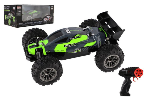 Auto RC Buggy rychlostní 2,4GHz plast 25cm na baterie zelené v krabici 32x14x18cm