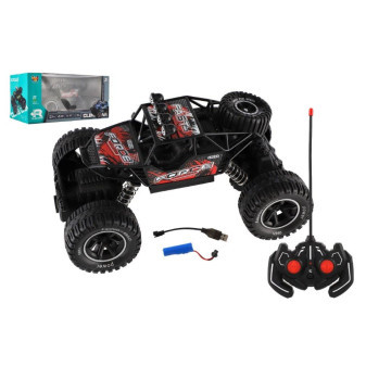 Auto RC Off Road vypouštějící páru plast 26cm 27MHz dobíjecí pack+baterie se světlem červené