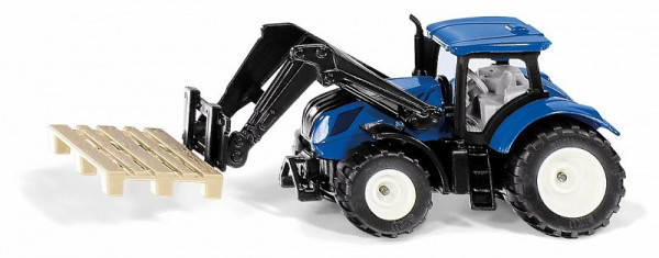 Siku 1544 Traktor New Holland s paletovými vidlemi a paletou