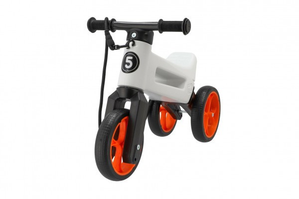 Odrážedlo FUNNY WHEELS Rider SuperSport bílé/oranž. 2v1+popruh