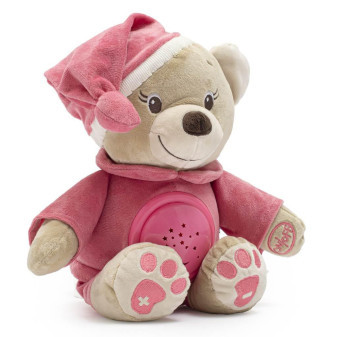 Baby Mix Plyšový usínáček medvídek s projektorem růžový