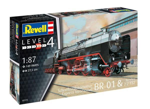 Revell Plastic ModelKit lokomotiva 02172 - Schnellzuglok BR01 mit Tender 2'2' T32 (1:87)