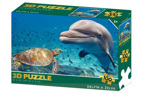 Puzzle 3D - Delfín a želva