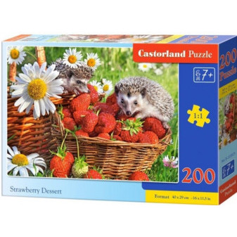 Castorland 222025 puzzle 200 dílků premium - Ježci v jahodách