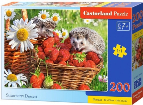 Castorland 222025 puzzle 200 dílků premium - Ježci v jahodách