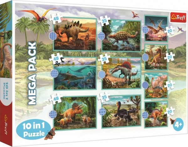 Trefl Puzzle 90390 Dinosauři 10v1