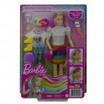 Mattel BRB Barbie Leopardí panenka s duhovými vlasy a doplňky GRN81