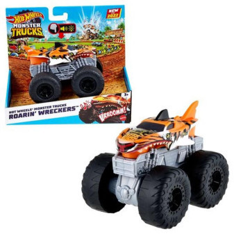 Mattel Hot Wheels Monster trucks svítící a rámusící vrak - tygr HDX62