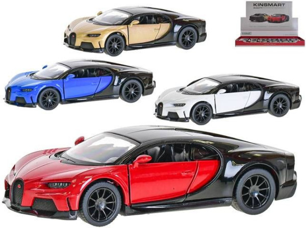 Kinsmart auto Bugatti Chiron Supersport 13cm 1:38 kov zpětný chod 4barvy