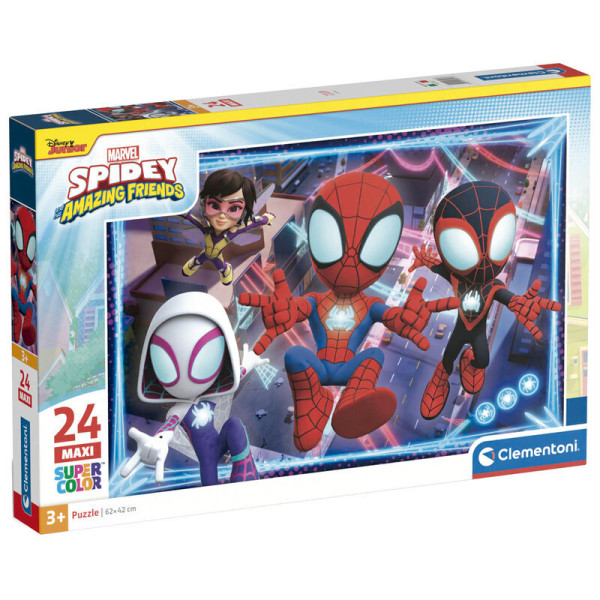 Clementoni 28527 Puzzle Super Color Maxi Spidey a jeho úžasní přátelé 24 dílků