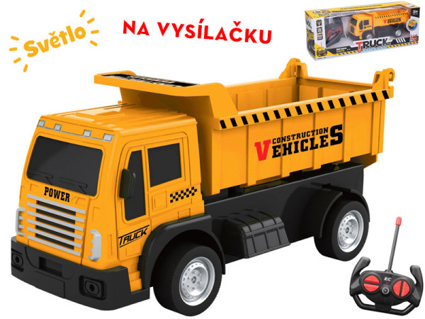 Auto R/C stavební sklápěčka na dálkové ovládání  20cm plná funkce 27MHz na dálkové ovládání