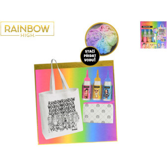 Rainbow High plátěná taška 25x30cm s batikovací sadou 3barvy v krabičce