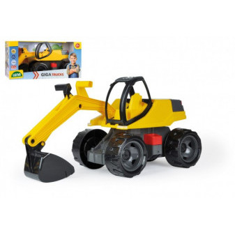 Lena Bagr žlutočerný Giga Trucks plast 60cm v krabici 70x35x29cm