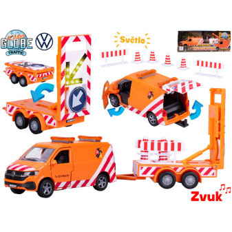 Kids Globe Traffic Volkswagen Transporter 27cm kov zpětný chod s se světlem a zvukem v krabičce