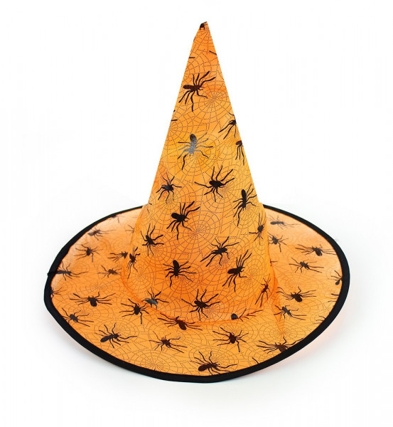 Klobouk halloween oranžový čarodějnice pro dospělé