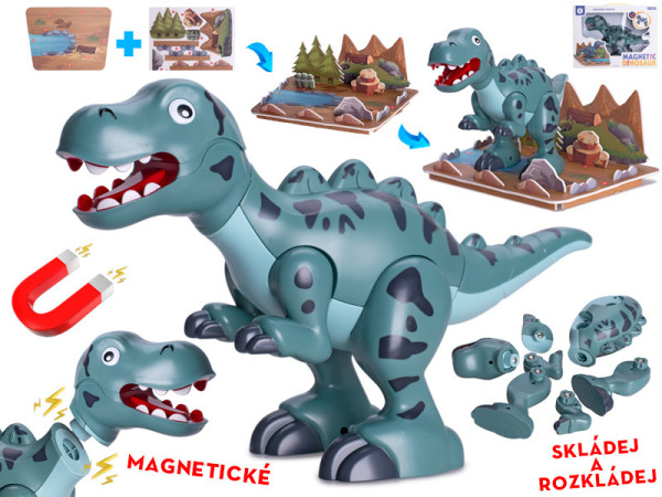 Dinosaurus T-Rex 28cm magnetický s doplňky 2ks v krabičce