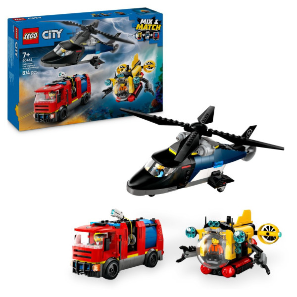 LEGO® City 60462 Remix: Helikoptéra, hasičský vůz a ponorka