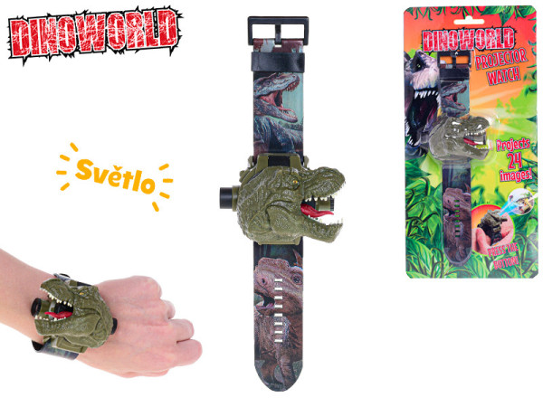 Dinoworld projektor/hodinky 22,5cm na baterie 24druhů obrázků