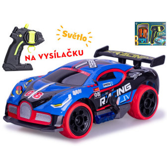 R/C auto závodní na dálkové ovládání 13cm 1:32 2,4GHz plná funkce na baterie se světlem v krabičce