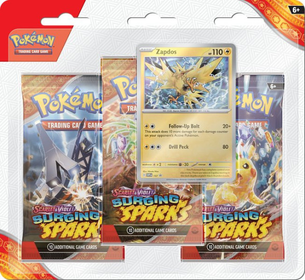 ADC Pokémon TCG: SV08 Surging Sparks - 3 Blister Booster