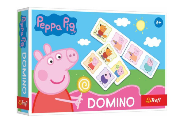 Treff Domino papírové Prasátko Peppa Peppa Pig 21 kartiček společenská hra v krabici 21x14x4cm