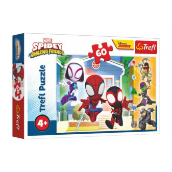 Trefl Puzzle Ve Spideyho světě Spidey a jeho úžasní přátelé 33x22cm 60 dílků v krabici 21x14x4cm