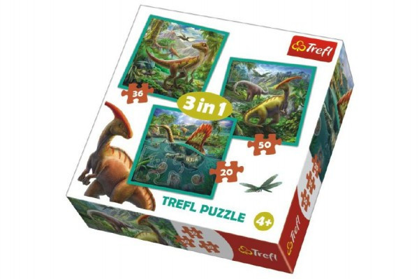 Trefl Puzzle 3v1 Svět Dinosaurů 20x19,5cm v krabici