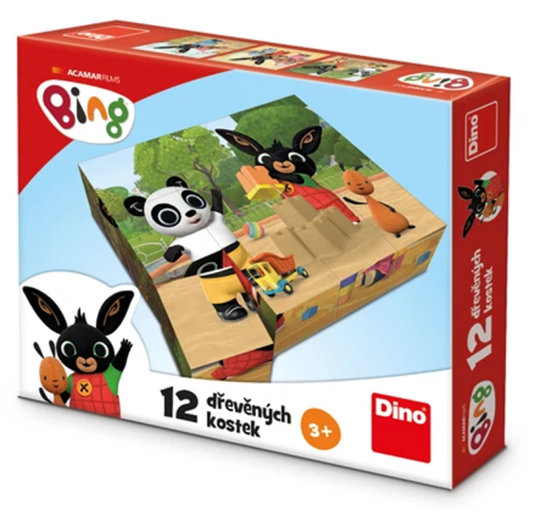 Dino Bing dřevěné kostky 12ks