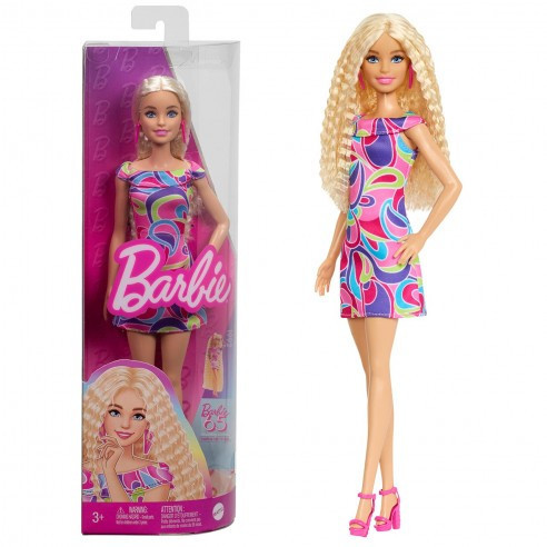 Mattel Barbie Modelka - pestrobarevné šaty HRH20