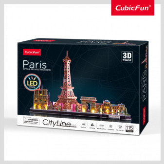 CubicFun - Puzzle 3D National Geographic - Pařížs s LED světlem - 115 dílků