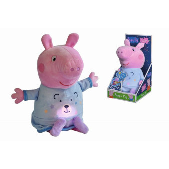 Simba Peppa Pig 2v1 plyšový usínáček hrající + světlo, modrý, 25 cm