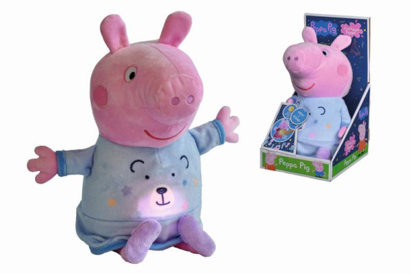 Simba Peppa Pig 2v1 plyšový usínáček hrající + světlo, modrý, 25 cm